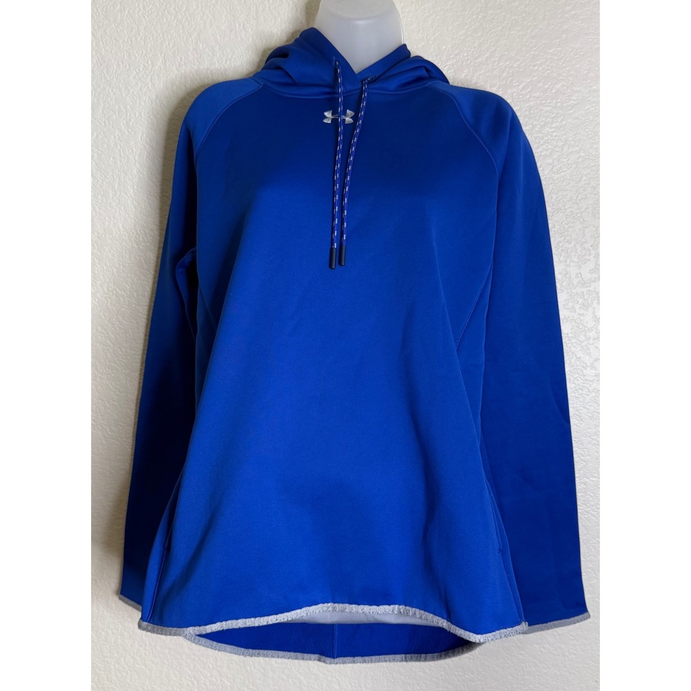Under Armour Womens Medium Hoodie Blue ColdGear Loose Fit Pullover Fleece
